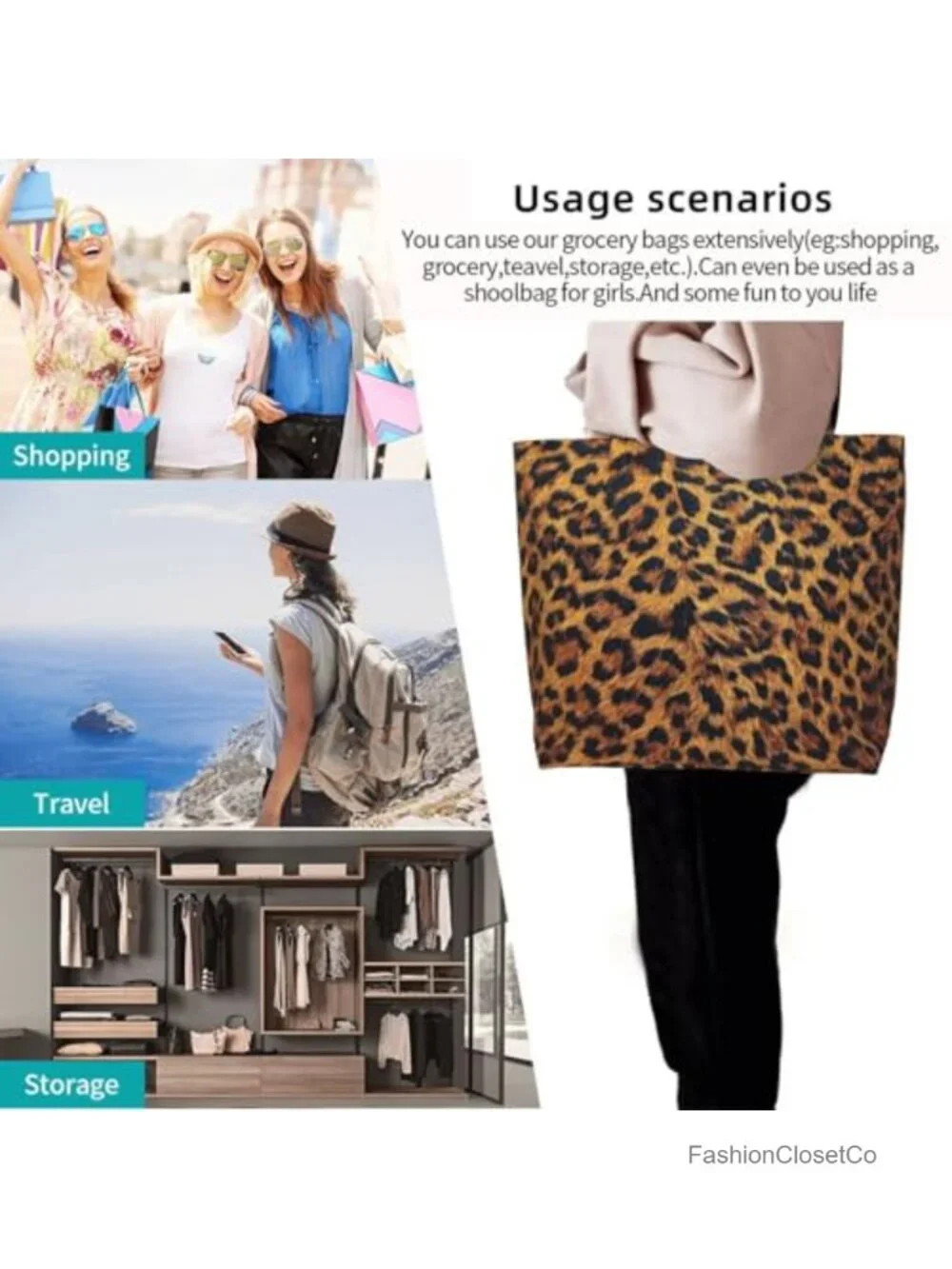 Canvas Tote Bag for Women Reusable Grocery Bag with Inner Pocket Casual